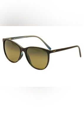 Maui Jim Cat-Eye Sunglasses in Olive Tortoise with Blue Temple Tips